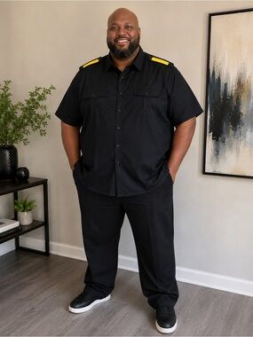 Men's Black Shirt with Yellow Accents